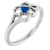 Round Blue Sapphire Youth Ring in Gold and Platinum