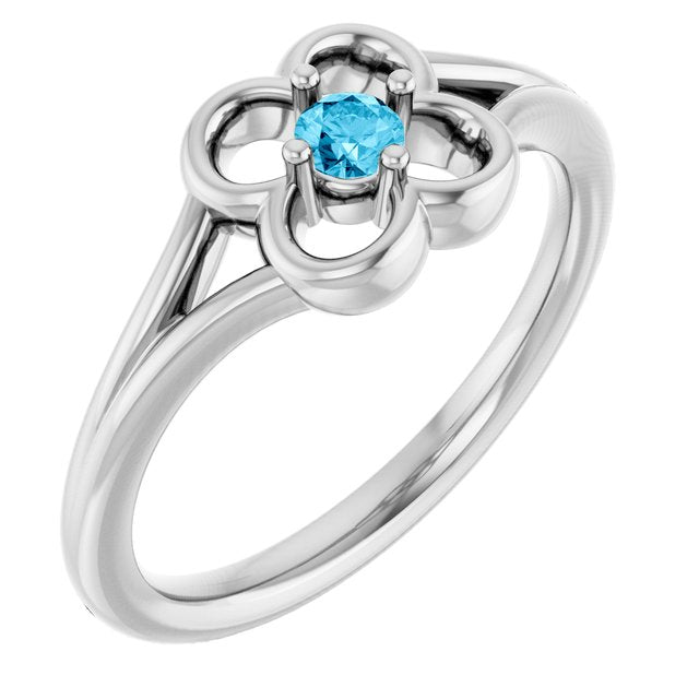 Round Aquamarine Youth Ring in Gold