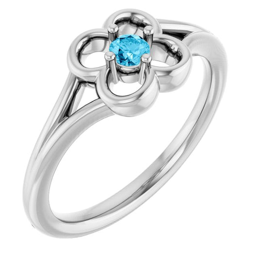 Round Aquamarine Youth Ring in Gold