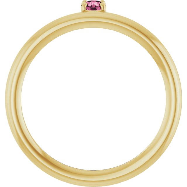 Round Pink Tourmaline Stackable Ring in Yellow Gold