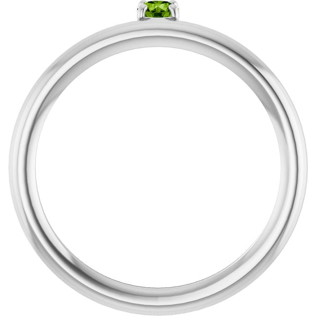 Round Peridot Stackable Ring in White Gold