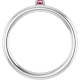 Round Pink Tourmaline Stackable Ring in White Gold