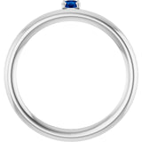 Round Blue Sapphire Stackable Ring in White Gold
