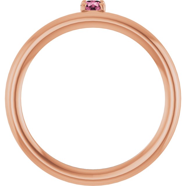 Round Pink Tourmaline Stackable Ring in Rose Gold