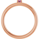 Round Pink Tourmaline Stackable Ring in Rose Gold