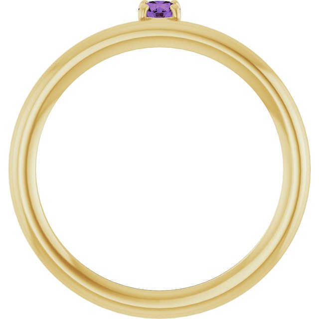 Round Amethyst Stackable Ring in Yellow Gold
