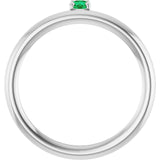 Round Emerald Stackable Ring in White Gold