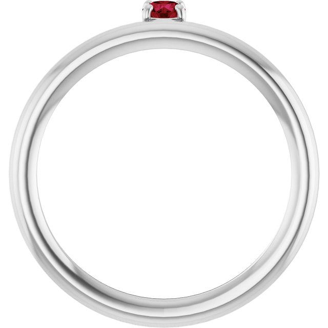 Round Ruby Stackable Ring in White Gold