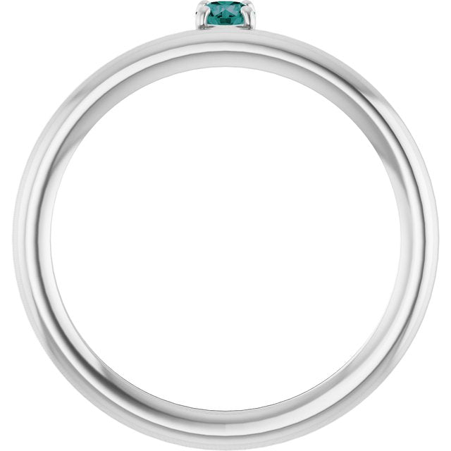 Round Lab-Grown Alexandrite Stackable Ring in White Gold