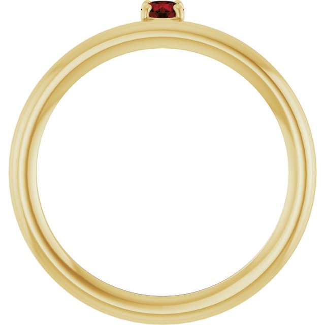 Round Mozambique Garnet Stackable Ring in Yellow Gold