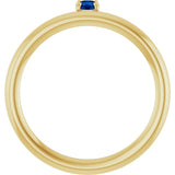 Round Blue Sapphire Stackable Ring in Yellow Gold