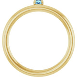Round Aquamarine Stackable Ring in Yellow Gold