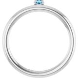 Round Aquamarine Stackable Ring in White Gold