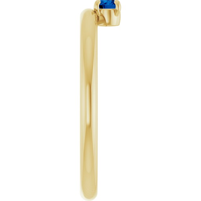 Round Blue Sapphire Stackable Ring in Yellow Gold