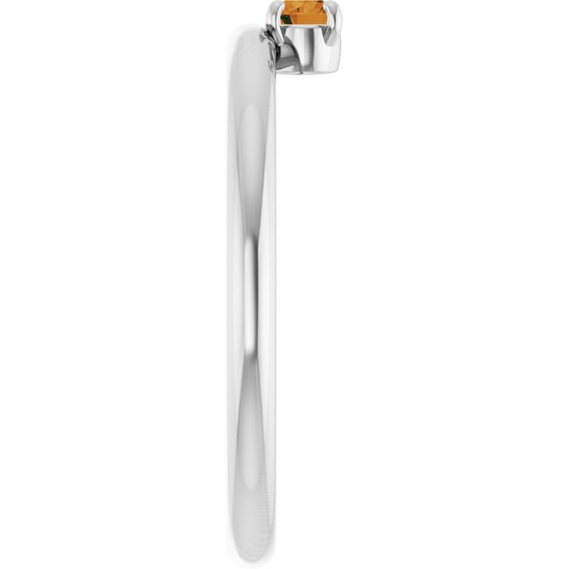 Round Citrine Stackable Ring in White Gold
