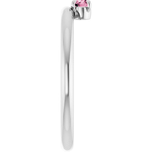 Round Pink Tourmaline Stackable Ring in White Gold