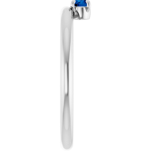 Round Blue Sapphire Stackable Ring in White Gold