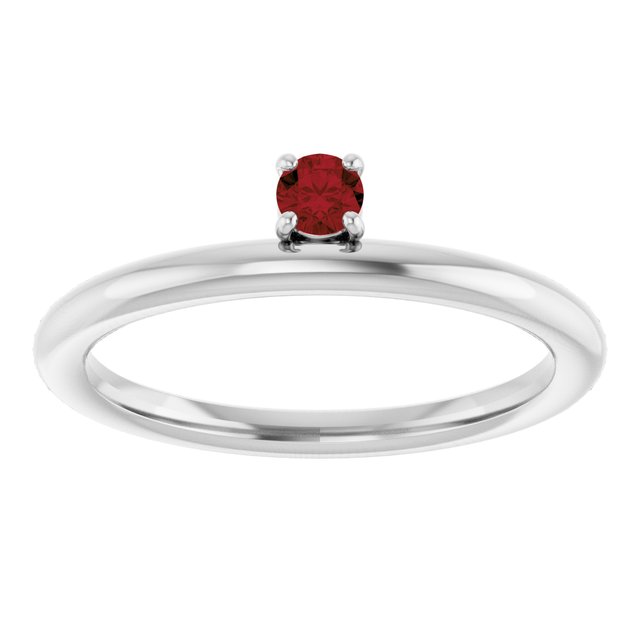 Round Mozambique Garnet Stackable Ring in White Gold