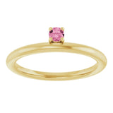 Round Pink Tourmaline Stackable Ring in Yellow Gold
