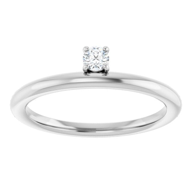 Round White Sapphire Stackable Ring in White Gold