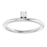 Round White Sapphire Stackable Ring in White Gold