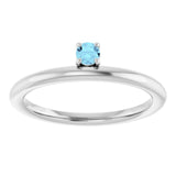 Round Aquamarine Stackable Ring in White Gold