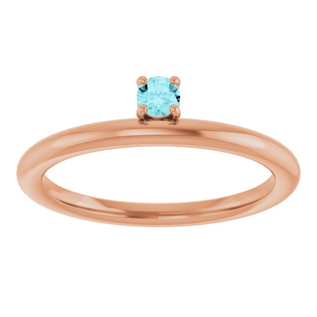 Round Blue Zircon Stackable Ring in Rose Gold