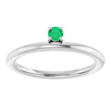 Round Emerald Stackable Ring in White Gold