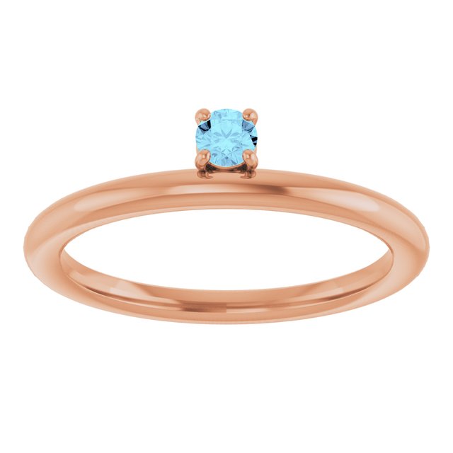 Round Aquamarine Stackable Ring in Rose Gold