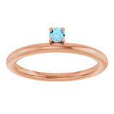 Round Aquamarine Stackable Ring in Rose Gold