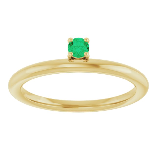 Round Emerald Stackable Ring in Yellow Gold