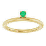 Round Emerald Stackable Ring in Yellow Gold