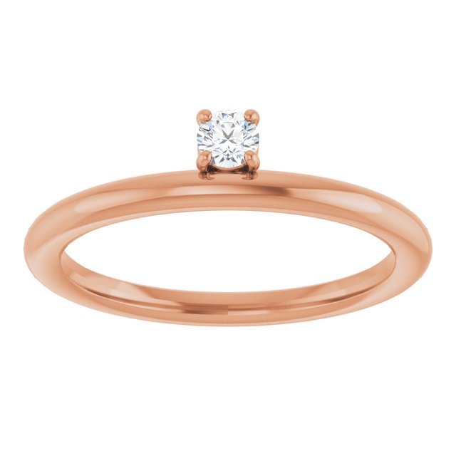Round White Sapphire Stackable Ring in Rose Gold