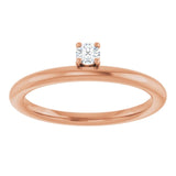 Round White Sapphire Stackable Ring in Rose Gold