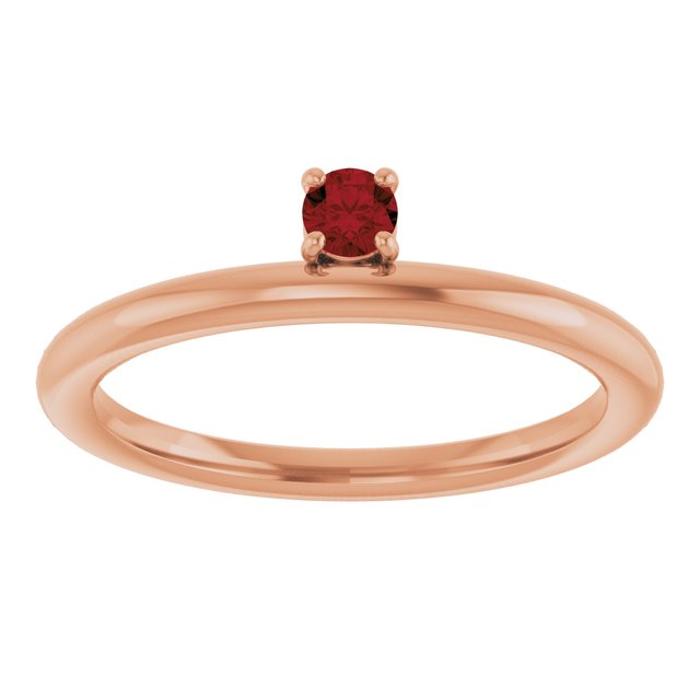 Round Mozambique Garnet Stackable Ring in Rose Gold