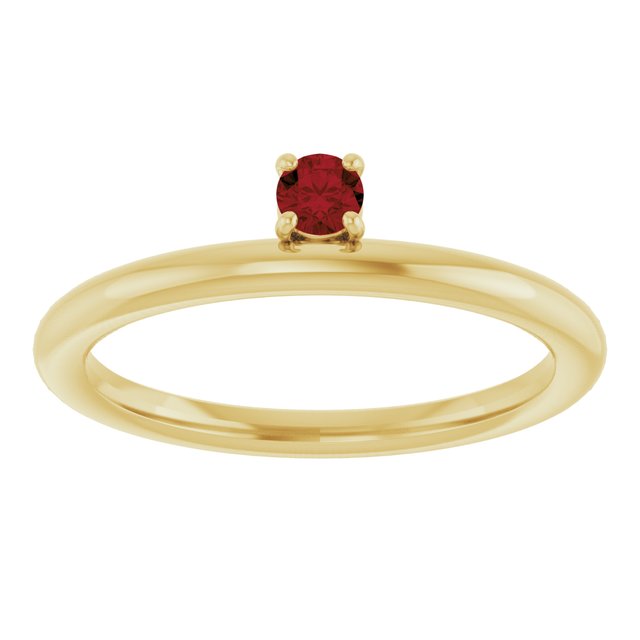 Round Mozambique Garnet Stackable Ring in Yellow Gold