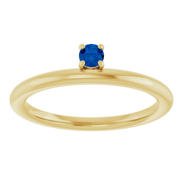 Round Blue Sapphire Stackable Ring in Yellow Gold