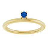 Round Blue Sapphire Stackable Ring in Yellow Gold