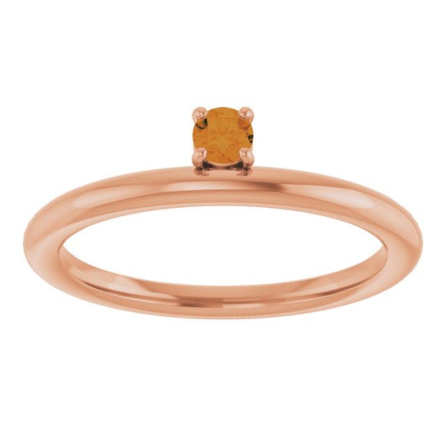 Round Citrine Stackable Ring in Rose Gold