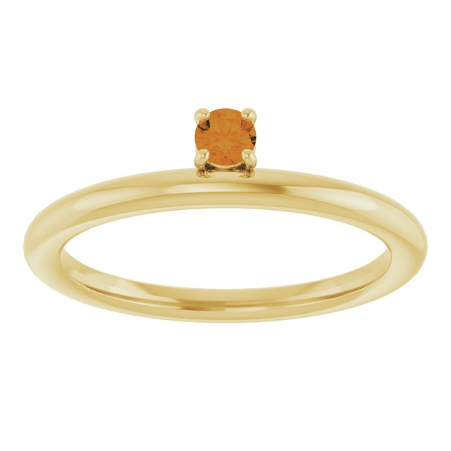 Round Citrine Stackable Ring in Yellow Gold