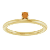 Round Citrine Stackable Ring in Yellow Gold