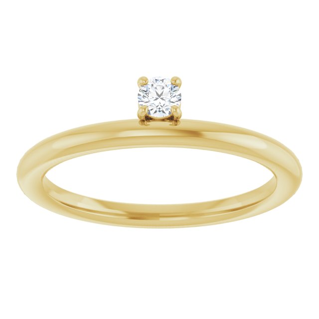 Round White Sapphire Stackable Ring in Yellow Gold