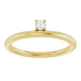 Round White Sapphire Stackable Ring in Yellow Gold