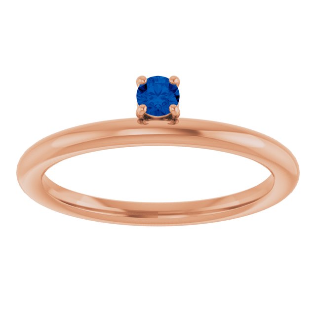 Round Blue Sapphire Stackable Ring in Rose Gold