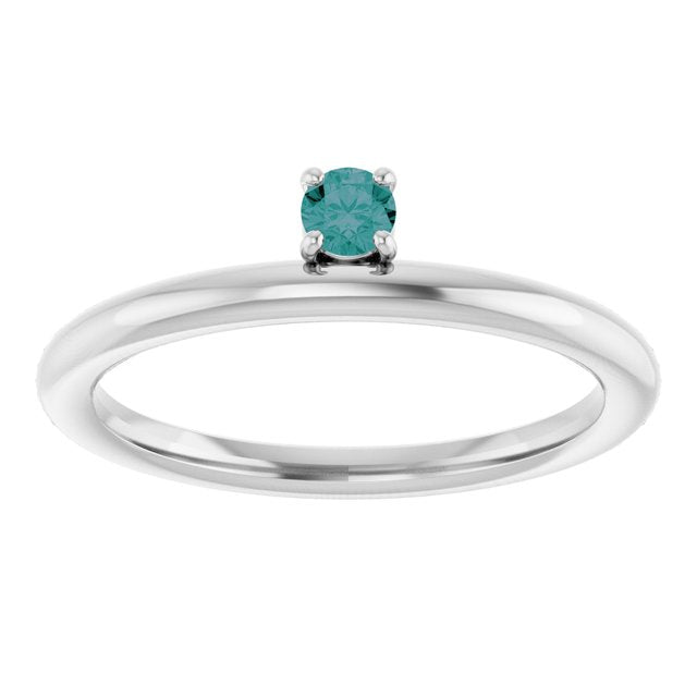Round Lab-Grown Alexandrite Stackable Ring in White Gold