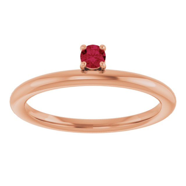 Round Ruby Stackable Ring in Rose Gold