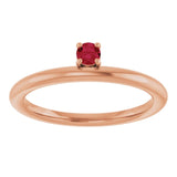 Round Ruby Stackable Ring in Rose Gold