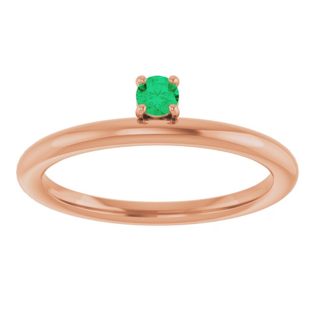 Round Emerald Stackable Ring in Rose Gold