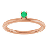 Round Emerald Stackable Ring in Rose Gold