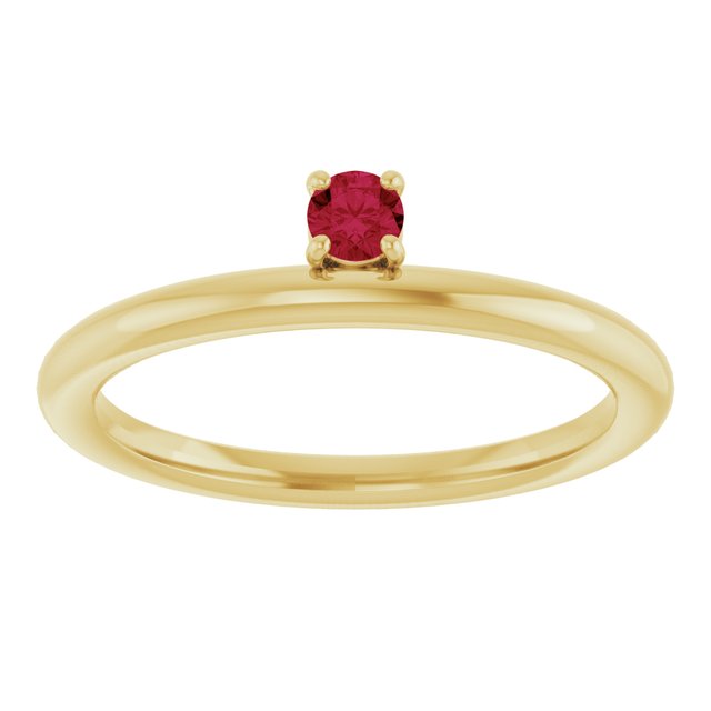 Round Ruby Stackable Ring in Yellow Gold